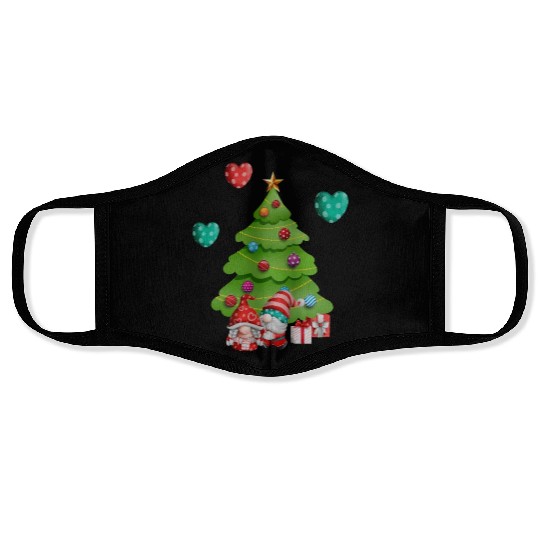 christmas is love, gnomes, christmas tree, love Face Masks