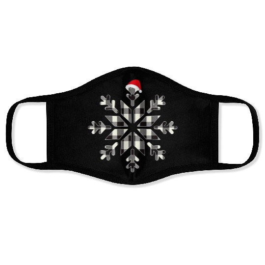 Black Christmas Buffalo Plaid Snowflakes Santa hat Face Masks