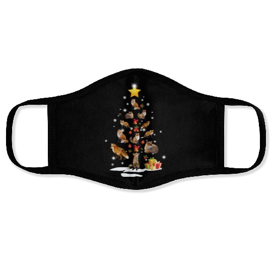 Fox Christmas Tree Fox Xmas Funny Gift Face Masks