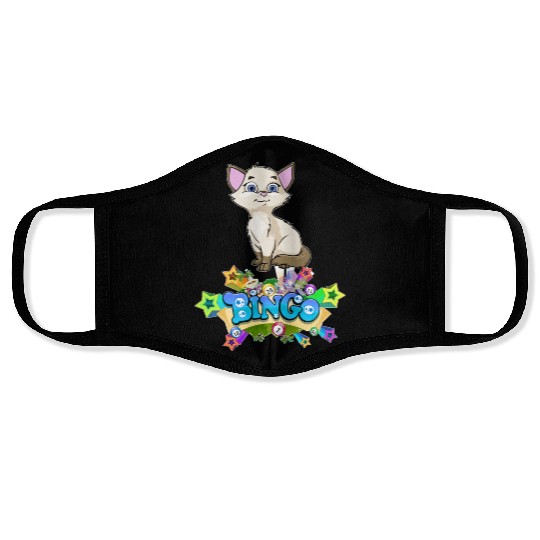 Bingo Gatos camisa los gatos Gatito caprichoso Face Masks