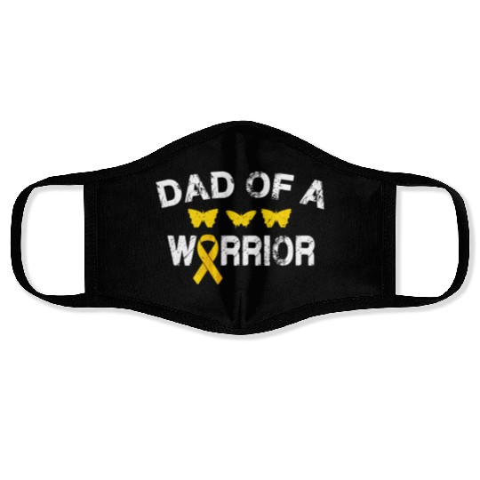 dad Of A Warrior Childhood Cancer Awareness Suppor Face Masks