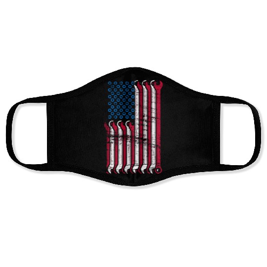 American Flag Mechanic Combination Wrenches Face Masks