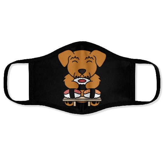 Sushi Lover Airedale Terrier Face Masks
