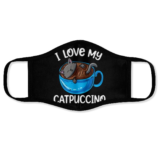 Catpuccino Coffee Kawaii Cat Anime Otaku Face Masks