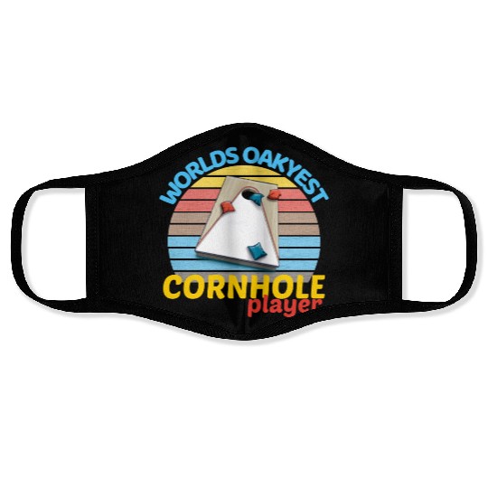 worlds oakyest cornhole player two Face Masks