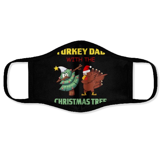 Funny Dabbing Turkey Thanksgiving Christmas Tree Face Masks