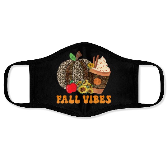 Groovy Fall Vibes Teacher Life Pumpkin Face Masks