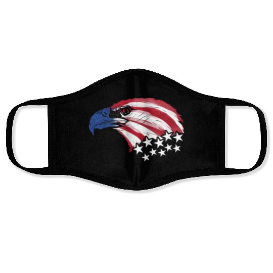 Bald Eagle US Flag Colors Patriotic 4th Of July Face Masks