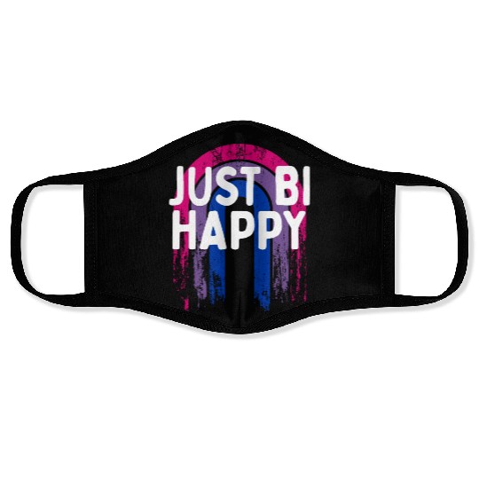 Just Bi Happy Bisexual LGBTQ Bi Pride LGBT Face Masks