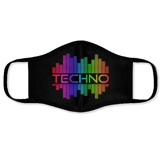Techno Music Rainbow Spectrum Hard Dark Acid Face Masks