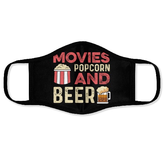 Movie Popcorn Beer Movie Critic Gift Face Masks