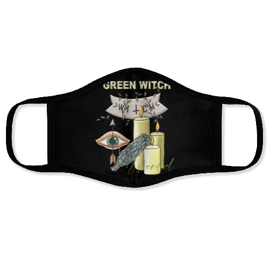 Retro Green Witch World Halloween Face Masks