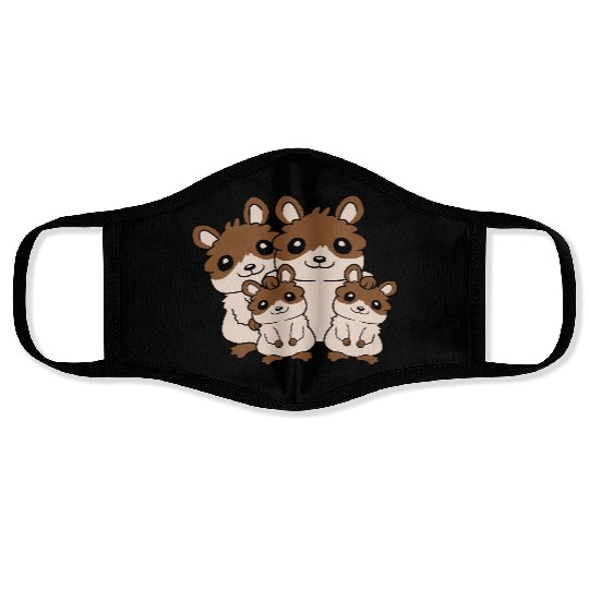 mom dad kids hamster Face Masks