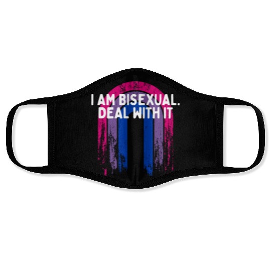 I Am Bisexual Deal with It Bi Sayings Bi Pride Face Masks