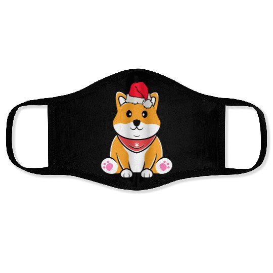 Shiba Inu Japanese Dog Lover Puppy Paw Christmas Face Masks