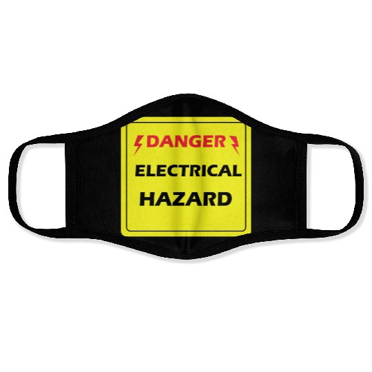 Danger Electrical Hazard Yellow warning Label Face Masks