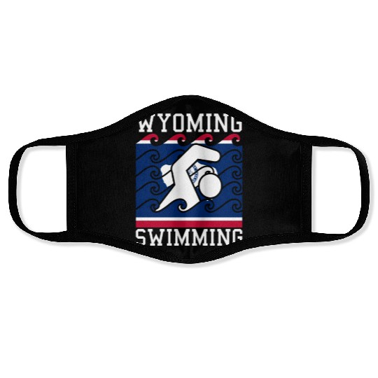 Wyoming Flag Swimming Team Swim Swimmer US State Face Masks