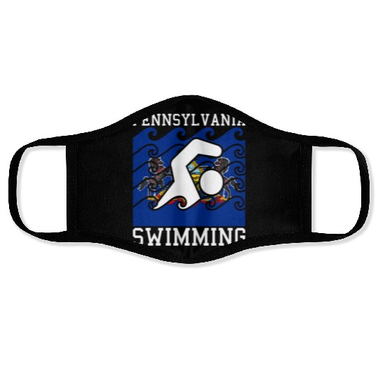 Pennsylvania Flag Swimming Team Swim Swimmer US St Face Masks