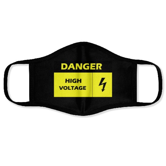 Danger Electrical Hazard Yellow warning Label Face Masks