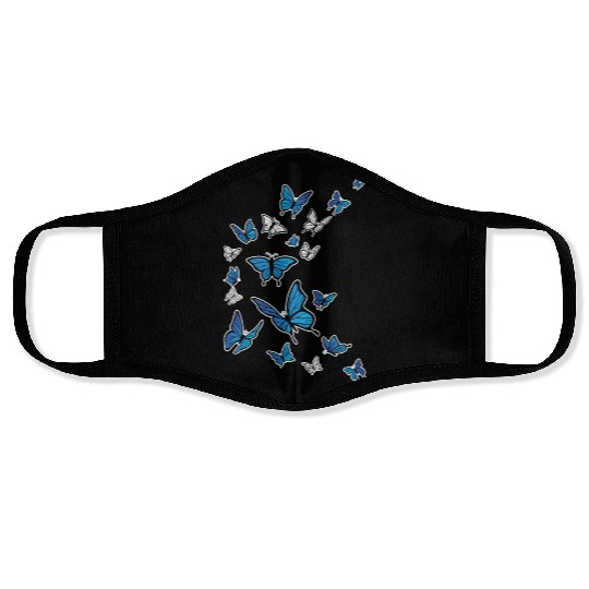 Blue Butterflies Garden Womens Butterfly Face Masks