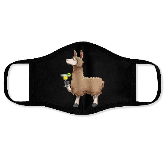 Funny Alpaca Drinks Cocktail for a Alpaca lover Face Masks