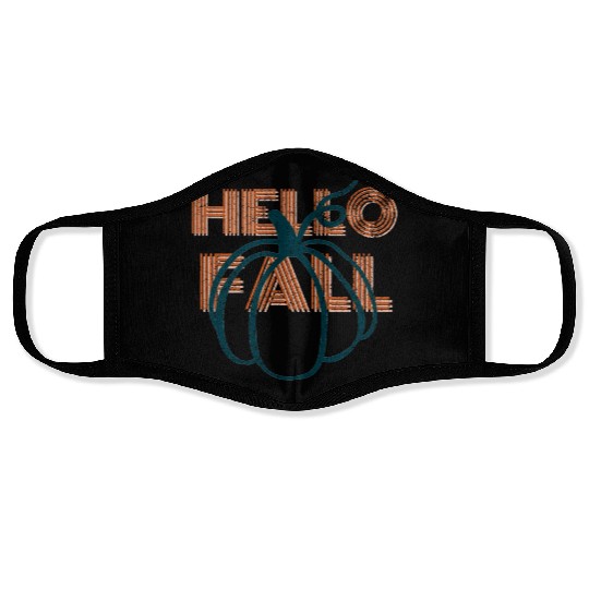 Hello Fall Cute Nature Autumn Pumpkins Face Masks
