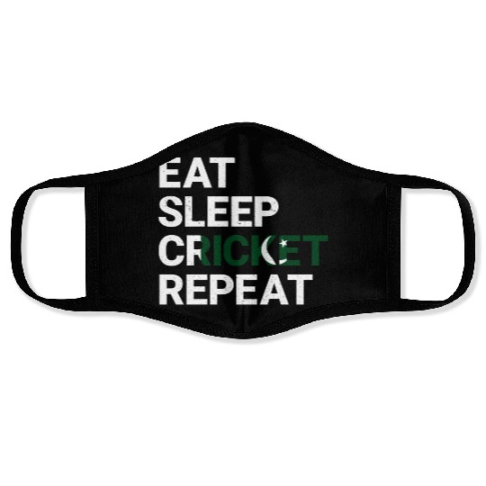 Eat Sleep Cricket Repeat PK Flag Sports Gift Face Masks