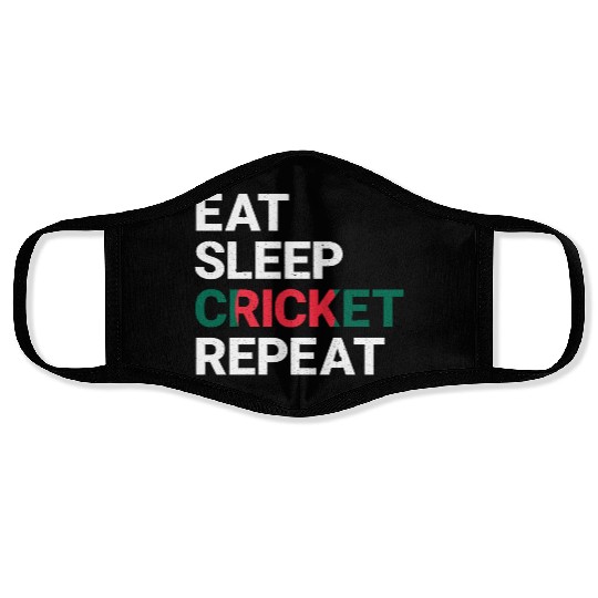 Eat Sleep Cricket Repeat BD Flag Sports Gift Face Masks