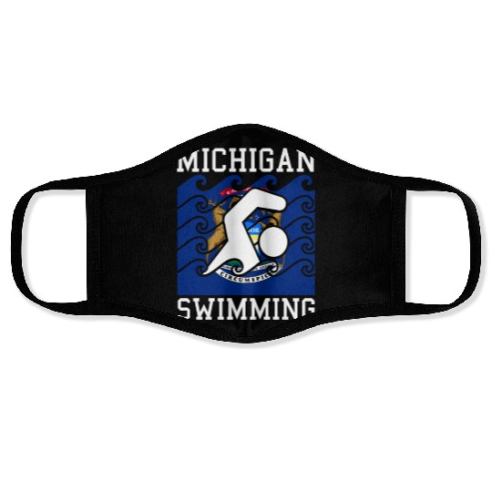 Michigan Flag Swimming Team Swim Swimmer US State Face Masks