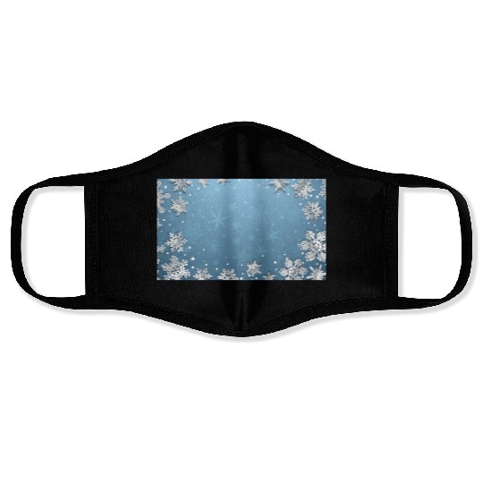 Winter Snowflakes Blue Pattern Face Masks
