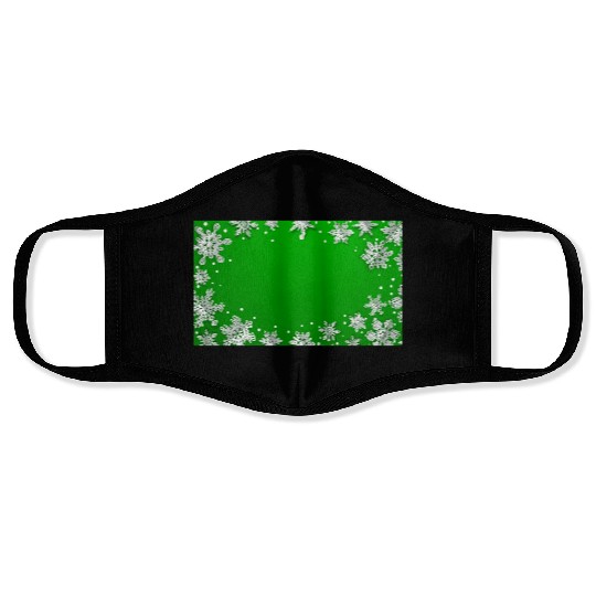 Winter Snowflakes Green White Face Masks
