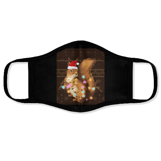 Squirrel Lover Squirrel Ugly Christmas Xmas Face Masks