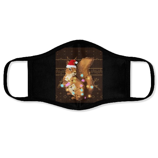 Squirrel Lover Squirrel Ugly Christmas Xmas Face Masks