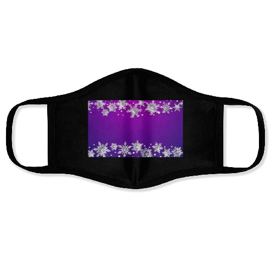 Elegant Winter Snowflakes Purple Face Masks