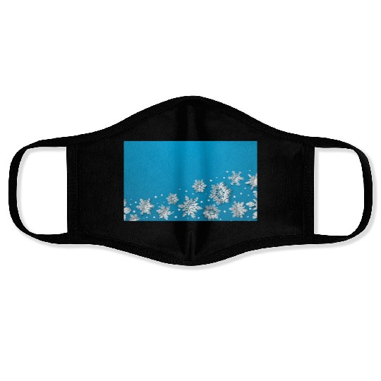Modern Snowflakes Blue Face Masks