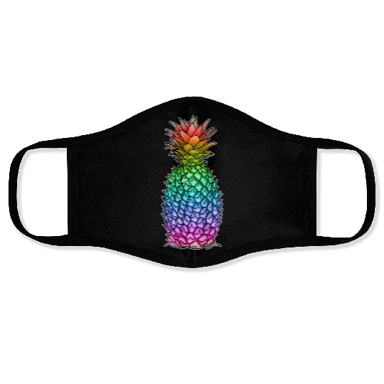 Pineapple Gay Lesbian Pride Rainbow Tropical LGBTQ Face Masks