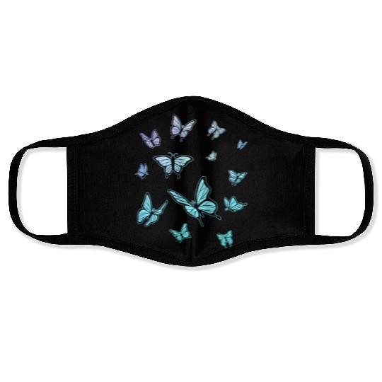 Blue Butterflies Gardening Butterfly Face Masks
