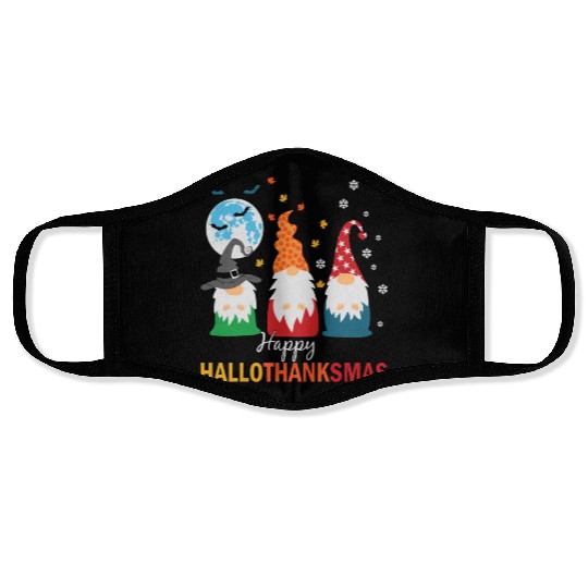 Happy Hallothanksmas Gnomes Lover Halloween Face Masks