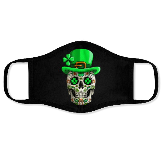Sugar Skull Funny | Saint Patricks Day of Dead Face Masks