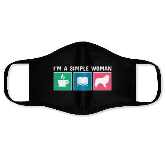 Coffee Books Great Pyrenees I'm A Simple Woman Face Masks