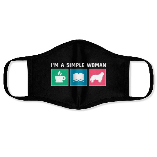 Coffee Books Cavalier King Charles Spaniel Face Masks