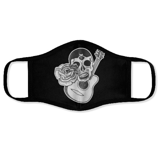 Grotesque Rock And Roll Skull & Guitar Face Masks