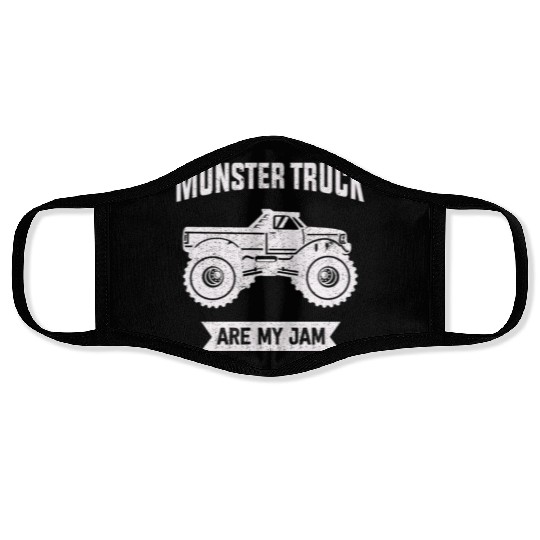 Monster Trucks Are My Jam Vintage Retro Face Masks