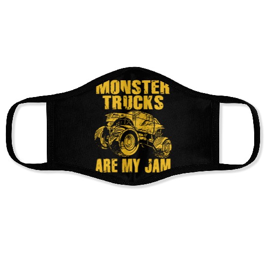 Monster Trucks Are My Jam Vintage Retro Face Masks