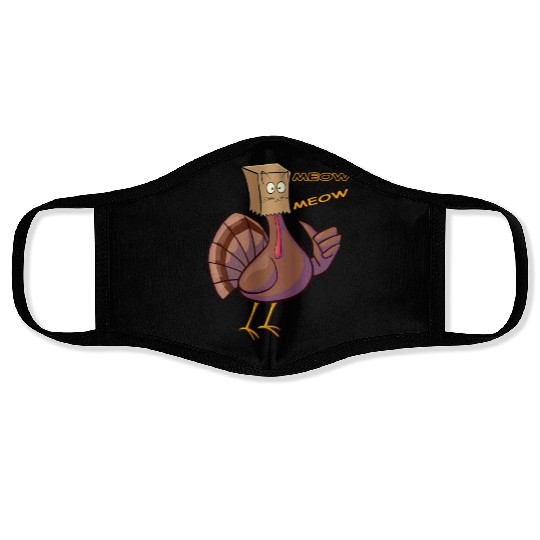 Thanksgiving Funny Turkey Fake Cat Retro Meow Face Masks