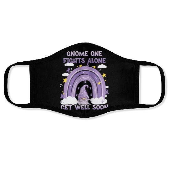 Gnome One Fights Alone Lavender Cancer Face Masks