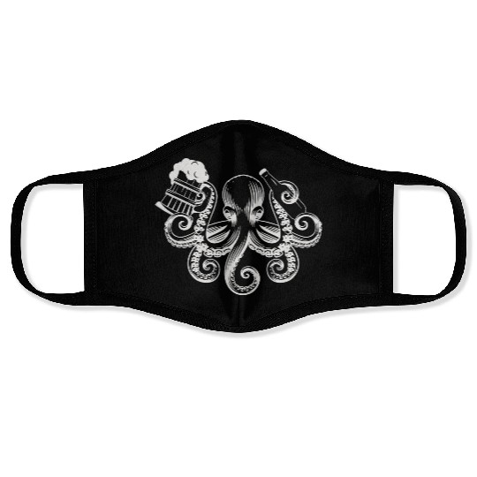 Octopus Beer Drinking Men Beer Lover Face Masks