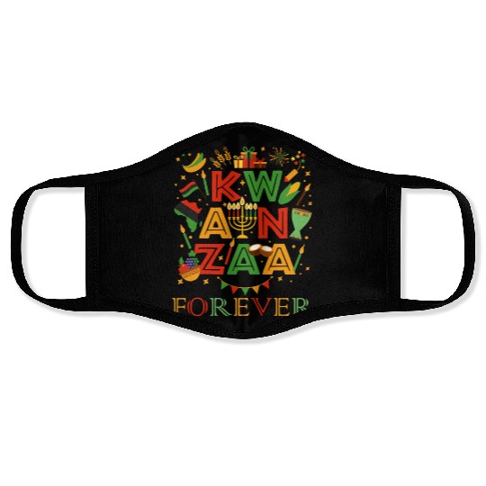 Happy Kwanzaa Forever Christmas Blessing Kinara Face Masks