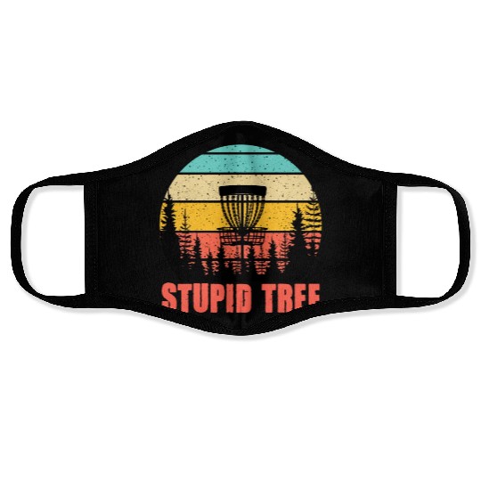 Disc Golf Funny Stupid Tree Retro Disc Golf Gift Face Masks