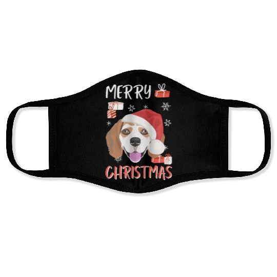 Beagle Merry Christmas Face Masks